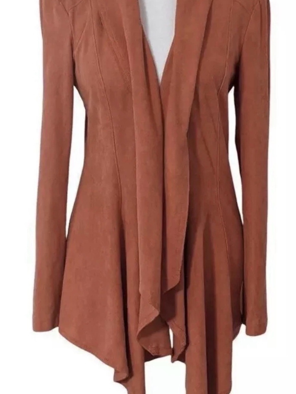 VS2 By Vakko Faux Suede Orange Open Cardigan Size XL Orange Blazer